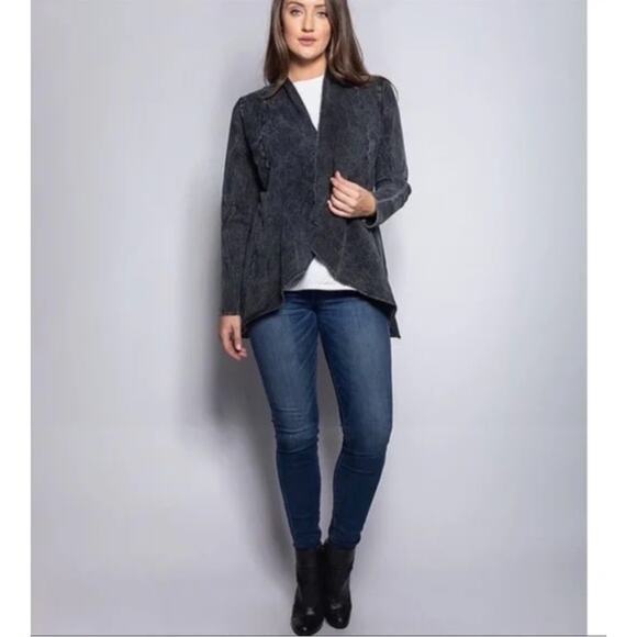 Testimony Los Angeles Victorian Jacket Black French Terry Open Front Goth Sm - Picture 2 of 6